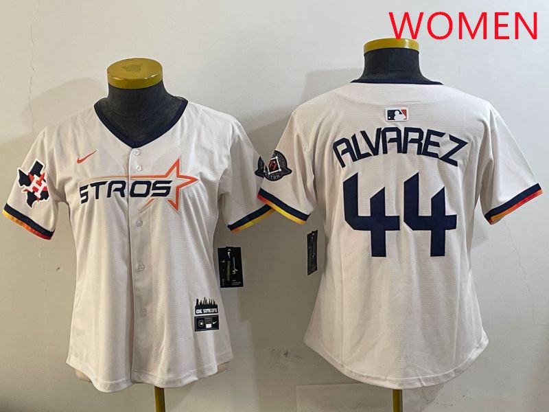 Women Houston Astros #44 Alvarez Cream Three generations Joint Name 2025 Nike MLB Jersey style 13